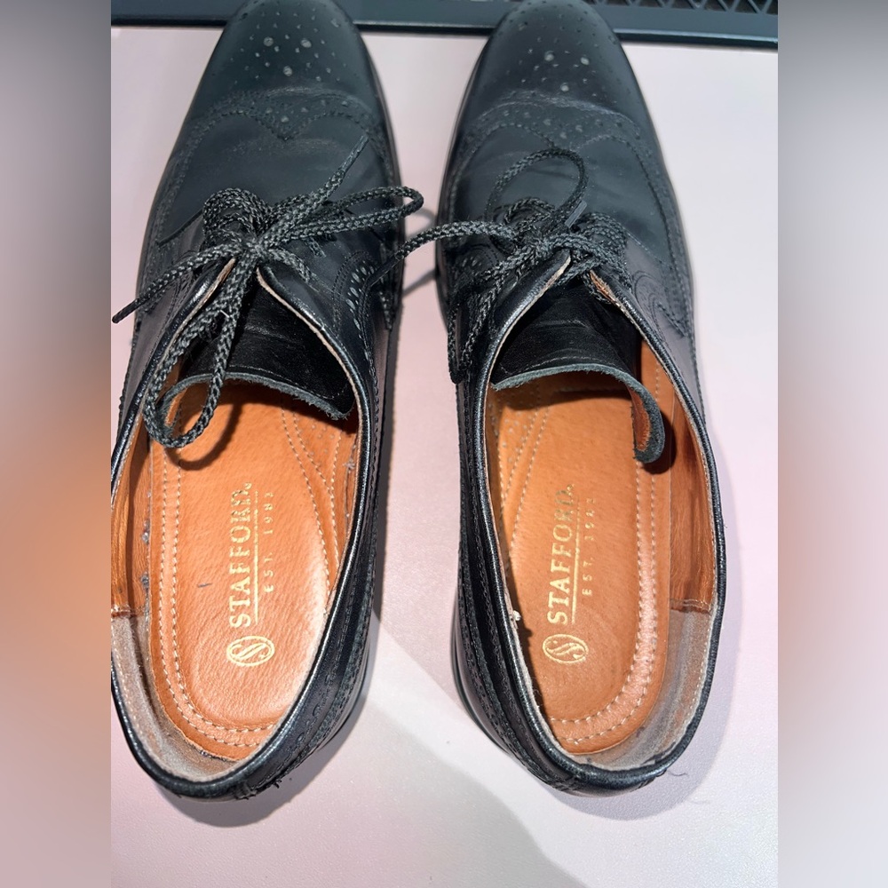 Stafford Executive Wingtip Black Leather Oxford Dress Shoes Men’s Size 11 M - Picture 7 of 9